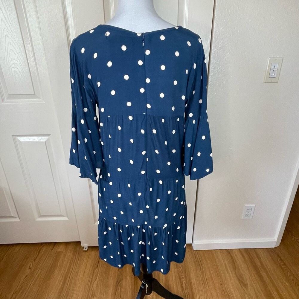 Faithfull The Brand Fresa Dress Ronja Polka Dot Babydoll Dress Blue and White Si - Picture 3 of 13